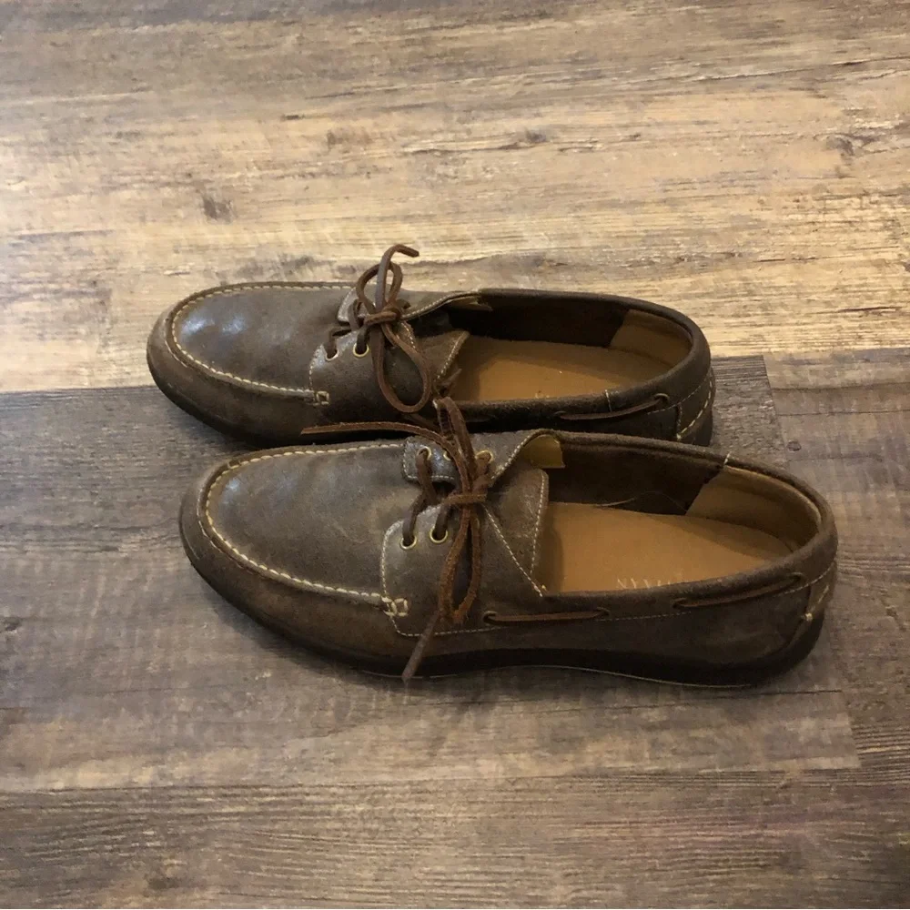 Cole Haan Men's 3-Eye dark gray Leather Boat Shoes, Size 13, C12250